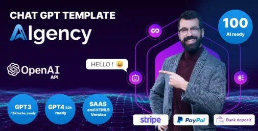 AIgency قالب اچ تی ام ال AI Chat GPT OpenAI