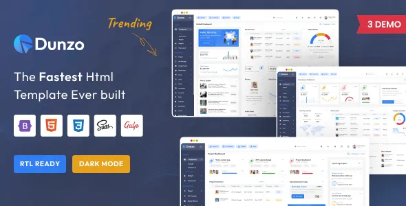 دانلود قالب HTML داشبورد مدیریت Dunzo