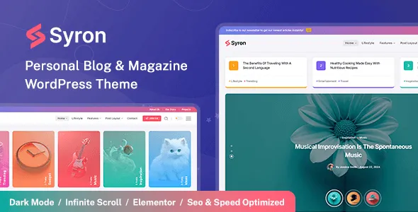 Syron سایرون قالب سایت شخصی وردپرس
