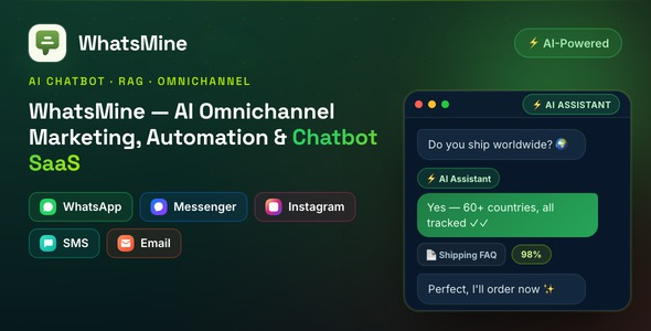دانلود WhatsMine اسکریپت مارکتینگ و چت بات هوش مصنوعی واتس اپ